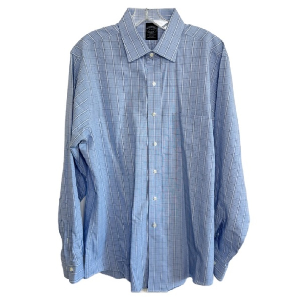 Brooks Brothers Blue Plaid Dress Shirt L/Sleeve Button Front 16 34/35 Non-Iron - Picture 2 of 12